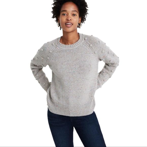 Madewell Sweaters - Madewell grey raglan pullover bobble sleeve S new